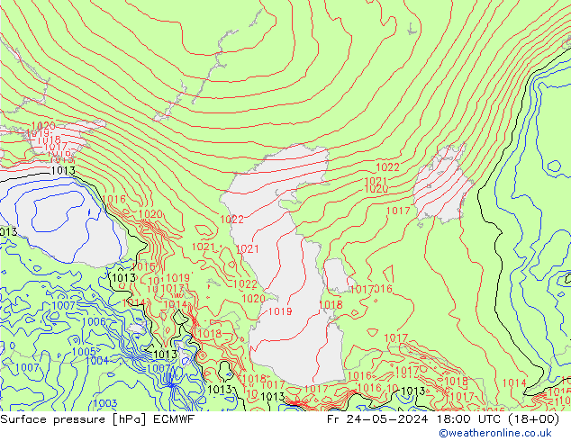 Pressione al suolo ECMWF ven 24.05.2024 18 UTC