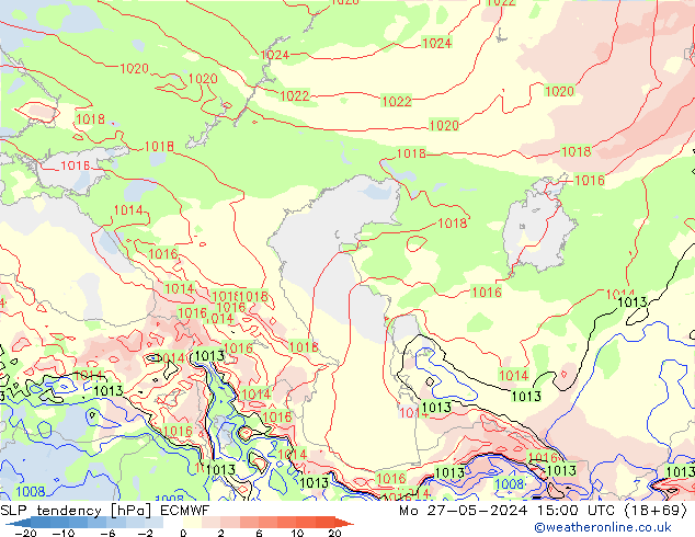 Druktendens (+/-) ECMWF ma 27.05.2024 15 UTC