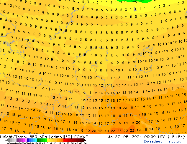 Z500/Rain (+SLP)/Z850 ECMWF Po 27.05.2024 00 UTC