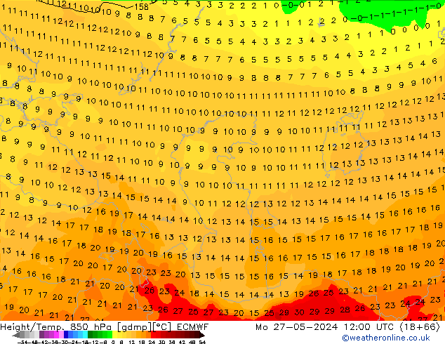 Z500/Rain (+SLP)/Z850 ECMWF Mo 27.05.2024 12 UTC