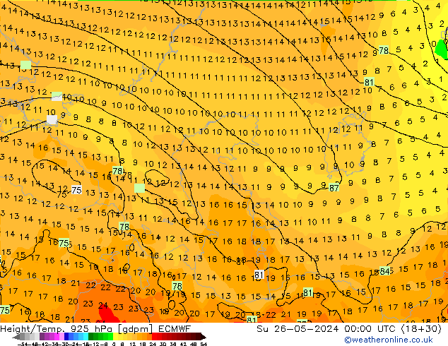 Height/Temp. 925 hPa ECMWF  26.05.2024 00 UTC