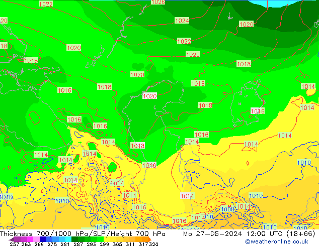 Thck 700-1000 hPa ECMWF Po 27.05.2024 12 UTC