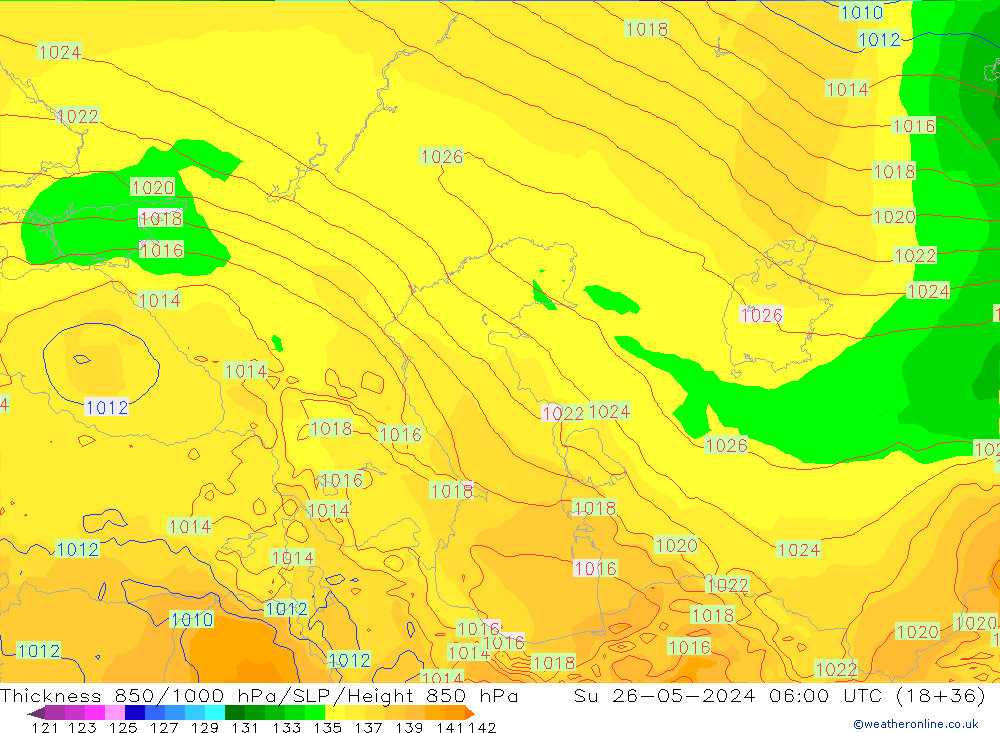 Thck 850-1000 hPa ECMWF Ne 26.05.2024 06 UTC