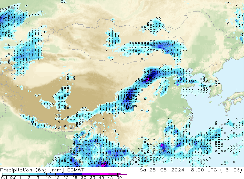 Z500/Rain (+SLP)/Z850 ECMWF 星期六 25.05.2024 00 UTC