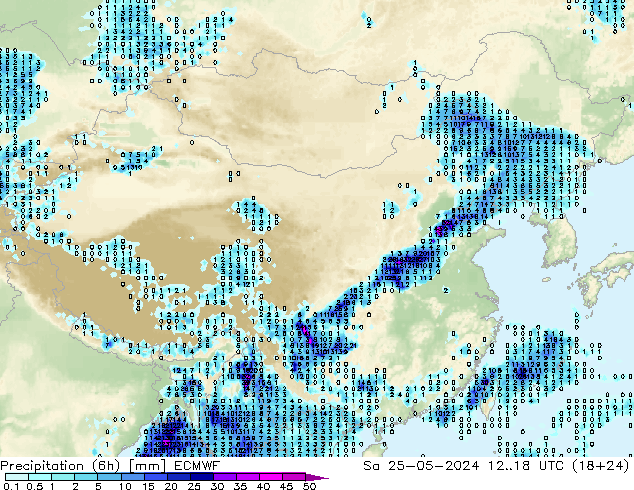 Z500/Rain (+SLP)/Z850 ECMWF 星期六 25.05.2024 18 UTC