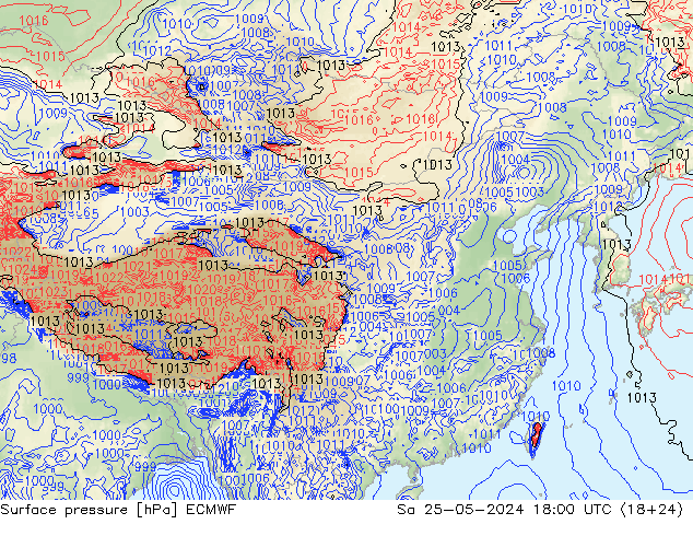 Luchtdruk (Grond) ECMWF za 25.05.2024 18 UTC