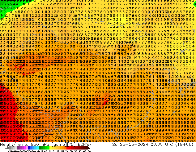 Z500/Rain (+SLP)/Z850 ECMWF 星期六 25.05.2024 00 UTC