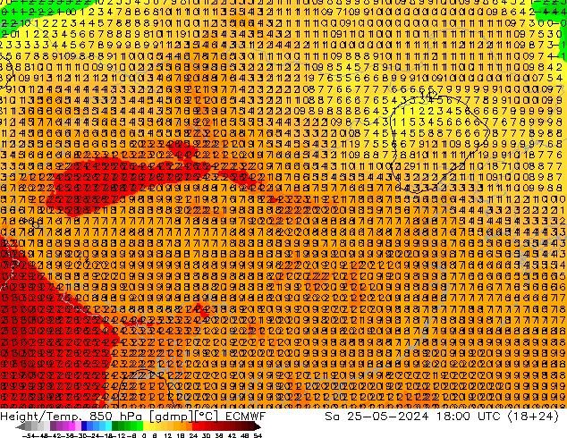 Z500/Rain (+SLP)/Z850 ECMWF 星期六 25.05.2024 18 UTC