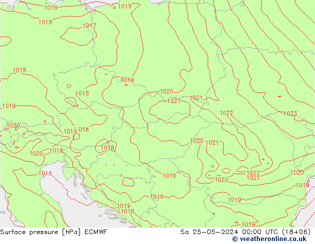 Surface pressure ECMWF Sa 25.05.2024 00 UTC