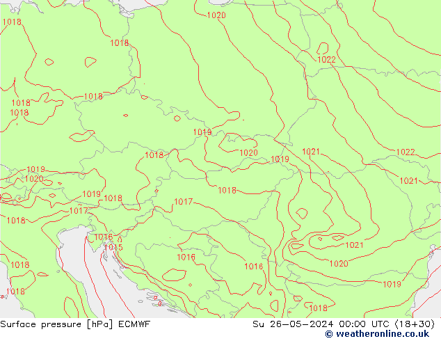 Luchtdruk (Grond) ECMWF zo 26.05.2024 00 UTC