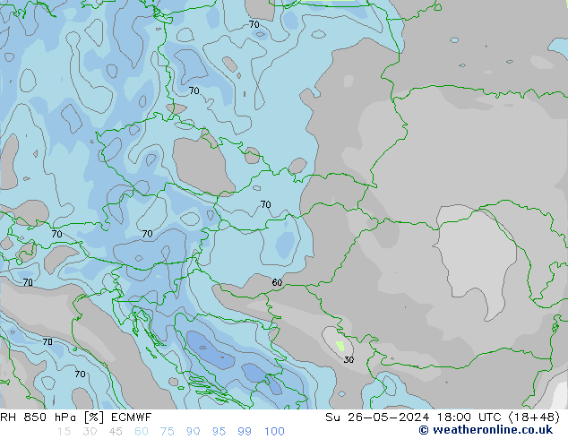 RH 850 hPa ECMWF  26.05.2024 18 UTC