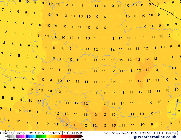 Height/Temp. 850 hPa ECMWF Sa 25.05.2024 18 UTC