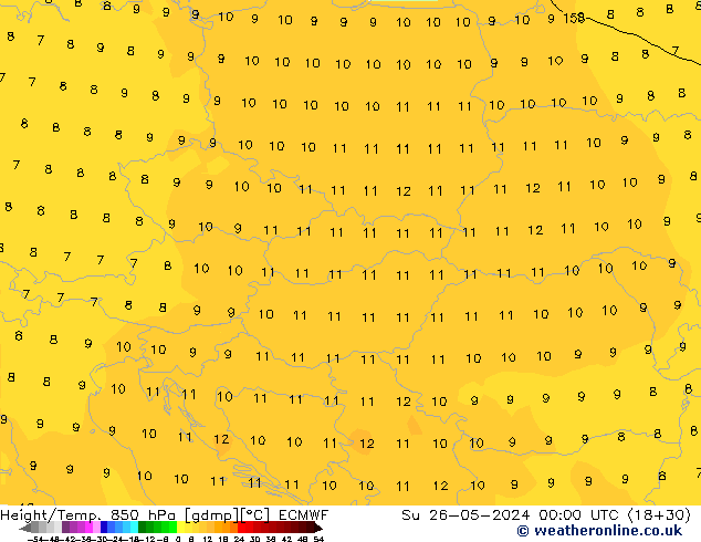 Z500/Rain (+SLP)/Z850 ECMWF Dom 26.05.2024 00 UTC