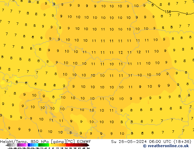 Height/Temp. 850 hPa ECMWF Ne 26.05.2024 06 UTC