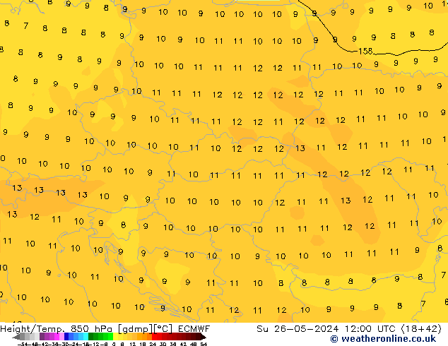 Z500/Rain (+SLP)/Z850 ECMWF dom 26.05.2024 12 UTC