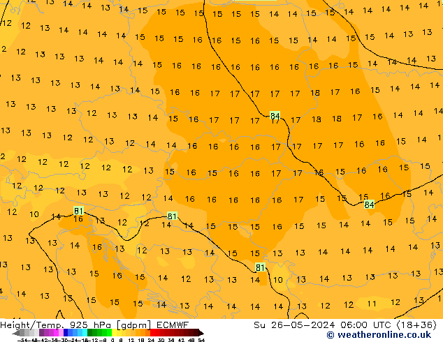 Height/Temp. 925 hPa ECMWF Su 26.05.2024 06 UTC