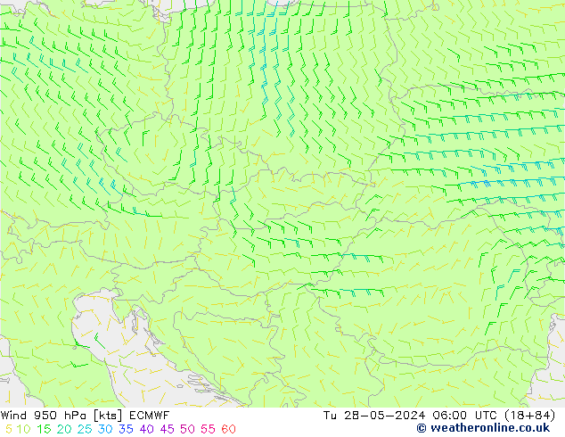 Wind 950 hPa ECMWF Tu 28.05.2024 06 UTC