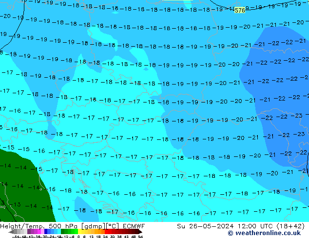 Z500/Rain (+SLP)/Z850 ECMWF dom 26.05.2024 12 UTC