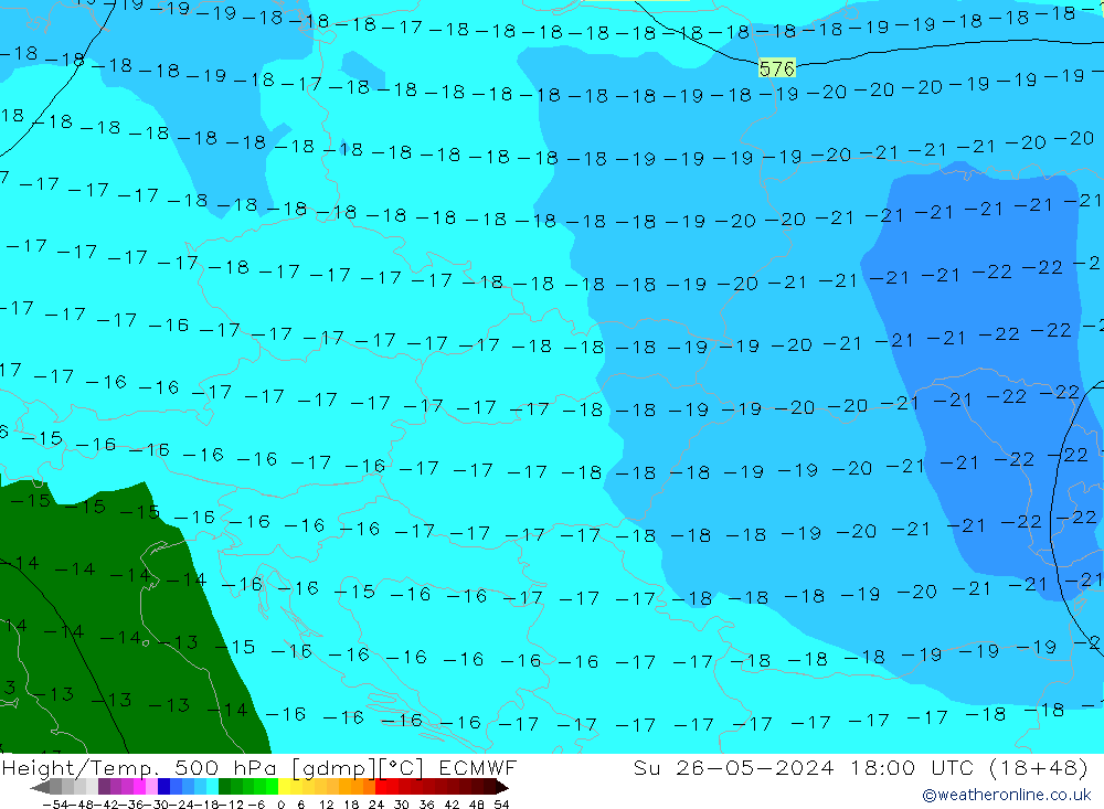 Z500/Rain (+SLP)/Z850 ECMWF  26.05.2024 18 UTC