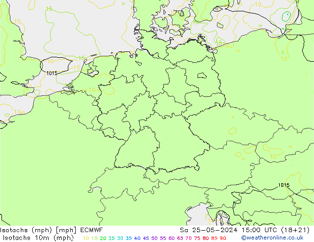 Isotachs (mph) ECMWF Sa 25.05.2024 15 UTC