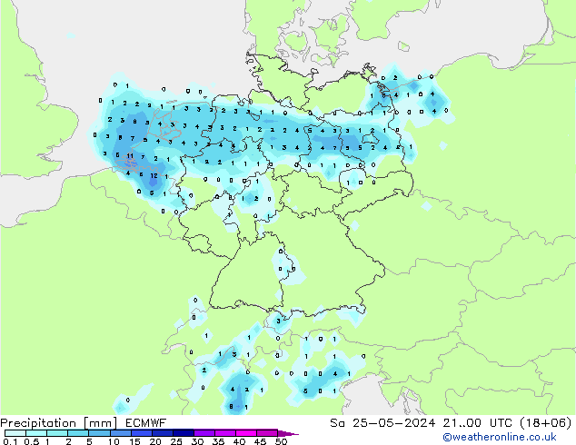 Niederschlag ECMWF Sa 25.05.2024 00 UTC