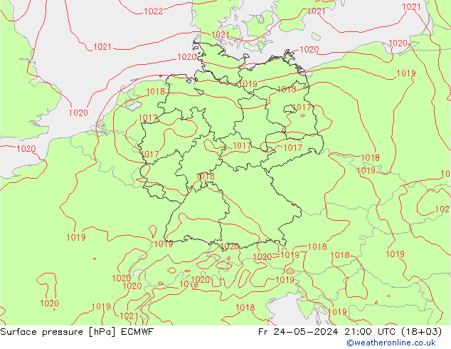 地面气压 ECMWF 星期五 24.05.2024 21 UTC