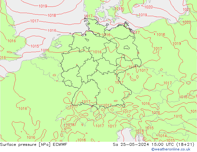 Pressione al suolo ECMWF sab 25.05.2024 15 UTC