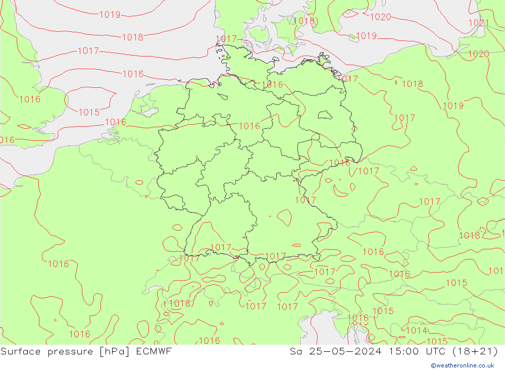 pressão do solo ECMWF Sáb 25.05.2024 15 UTC