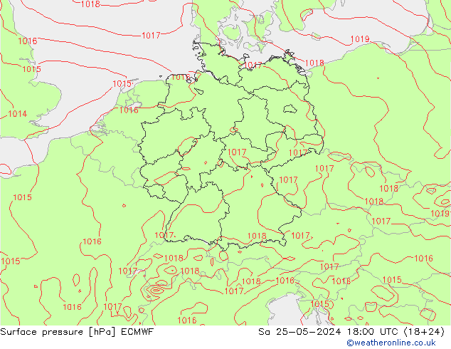 pressão do solo ECMWF Sáb 25.05.2024 18 UTC