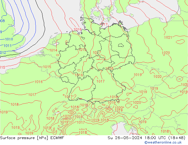 Surface pressure ECMWF Su 26.05.2024 18 UTC