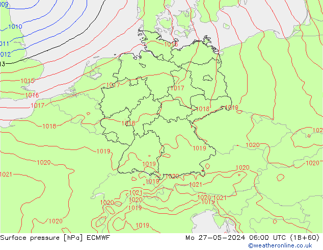 Surface pressure ECMWF Mo 27.05.2024 06 UTC