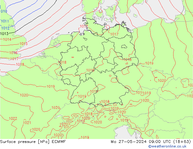 Surface pressure ECMWF Mo 27.05.2024 09 UTC