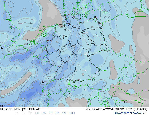 RH 850 hPa ECMWF Mo 27.05.2024 06 UTC