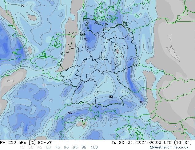 RH 850 hPa ECMWF Ter 28.05.2024 06 UTC