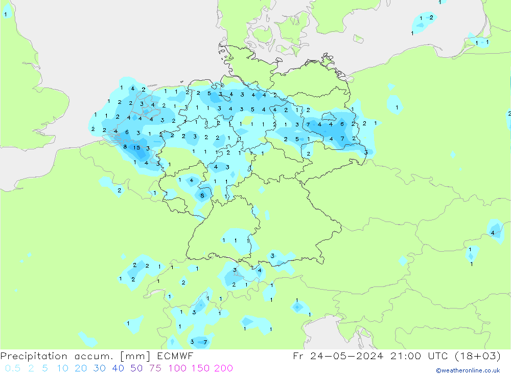 Precipitación acum. ECMWF vie 24.05.2024 21 UTC