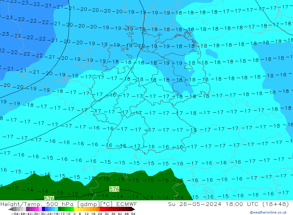 Yükseklik/Sıc. 500 hPa ECMWF Paz 26.05.2024 18 UTC