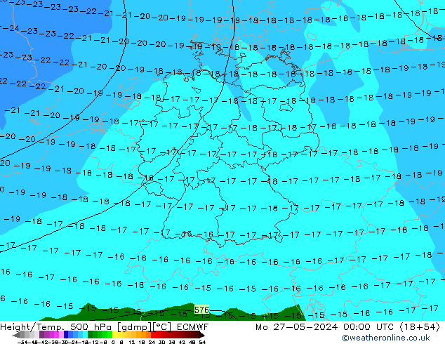 Z500/Rain (+SLP)/Z850 ECMWF lun 27.05.2024 00 UTC