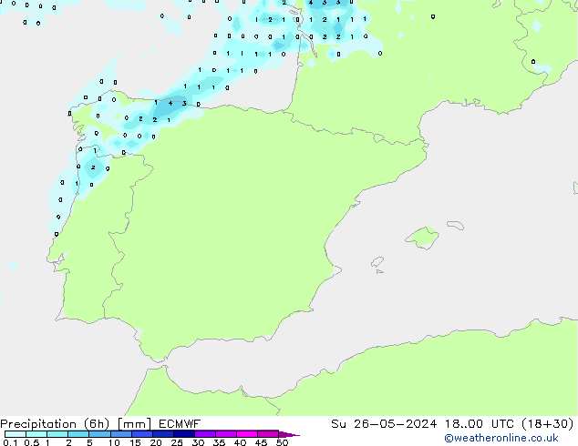 Z500/Rain (+SLP)/Z850 ECMWF Dom 26.05.2024 00 UTC