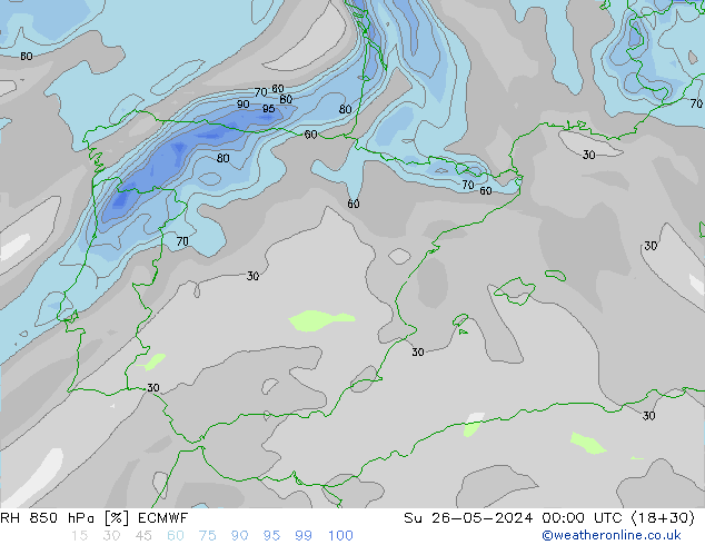 RV 850 hPa ECMWF zo 26.05.2024 00 UTC