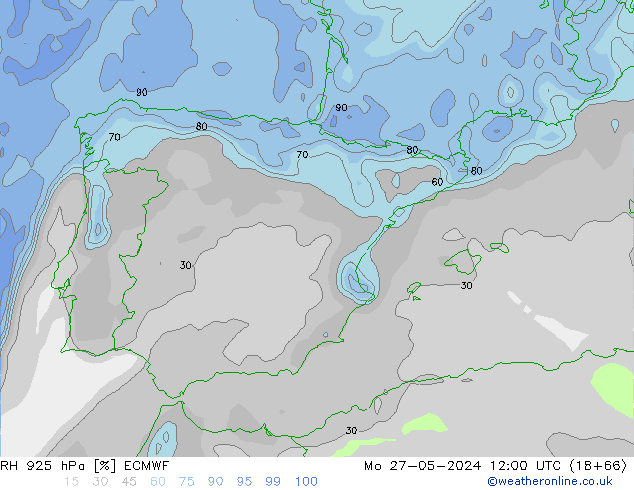 925 hPa Nispi Nem ECMWF Pzt 27.05.2024 12 UTC