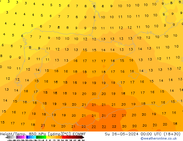 Z500/Rain (+SLP)/Z850 ECMWF Dom 26.05.2024 00 UTC