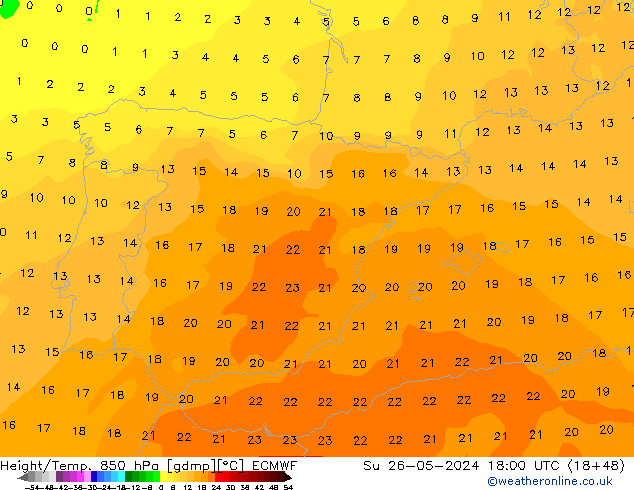 Z500/Rain (+SLP)/Z850 ECMWF So 26.05.2024 18 UTC