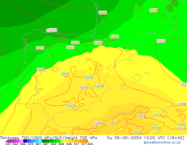 Thck 700-1000 hPa ECMWF Dom 26.05.2024 12 UTC