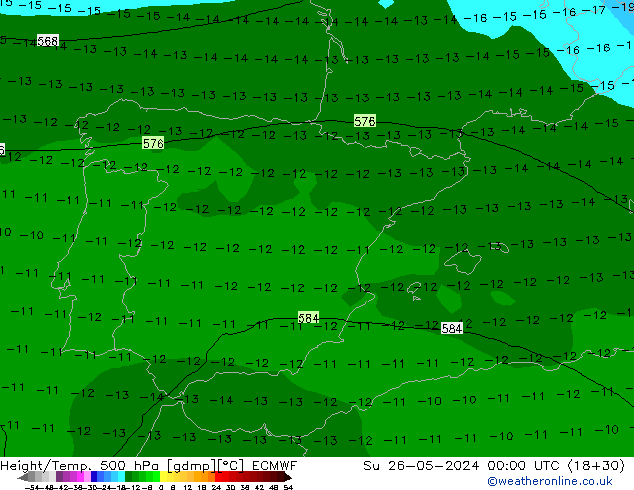 Z500/Rain (+SLP)/Z850 ECMWF Dom 26.05.2024 00 UTC