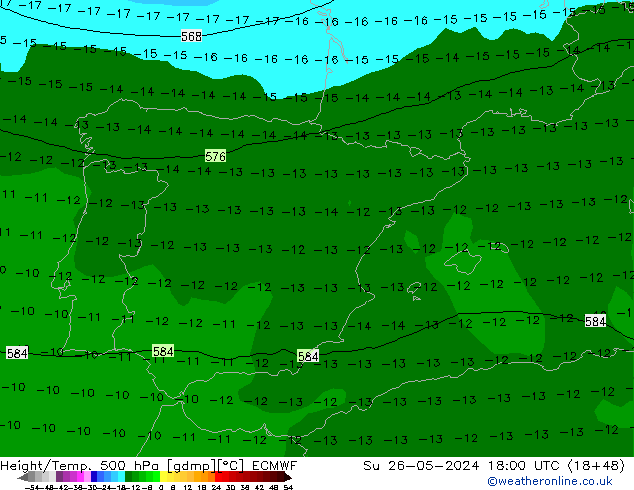 Z500/Rain (+SLP)/Z850 ECMWF So 26.05.2024 18 UTC