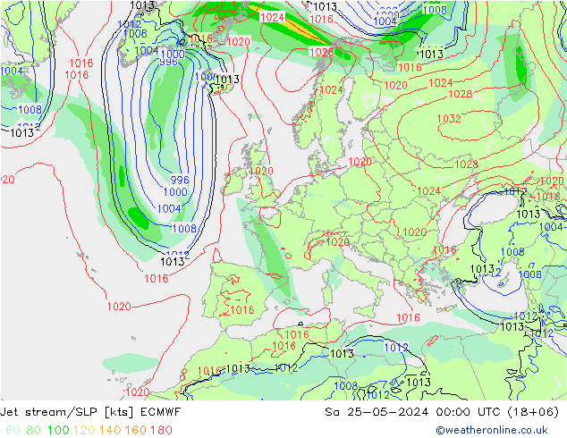 Corriente en chorro ECMWF sáb 25.05.2024 00 UTC