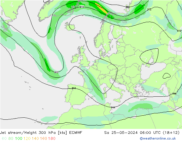 Jet stream ECMWF Sáb 25.05.2024 06 UTC