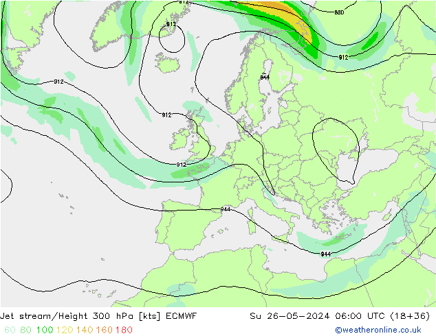 Straalstroom ECMWF zo 26.05.2024 06 UTC