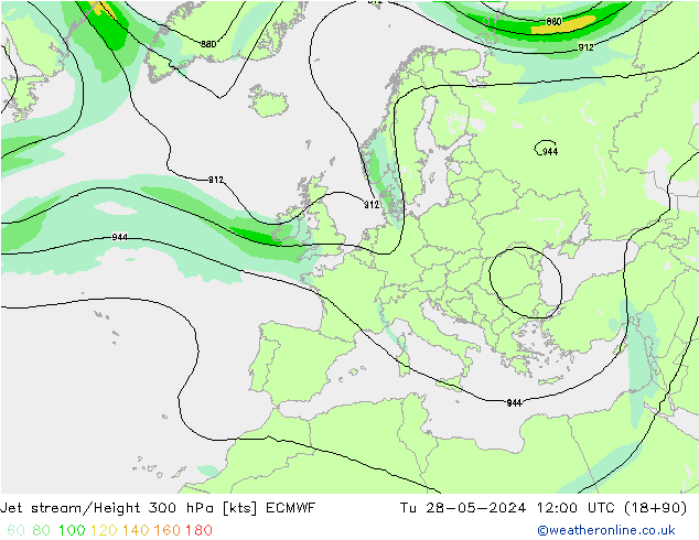 Jet stream ECMWF Ter 28.05.2024 12 UTC