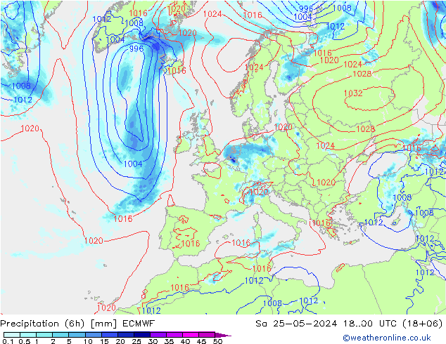 Nied. akkumuliert (6Std) ECMWF Sa 25.05.2024 00 UTC